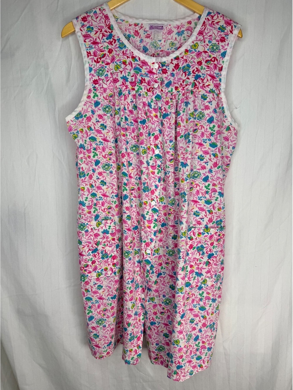 Vintage Dreamcoats Floral Snap Front House Dress Duster Housecoat